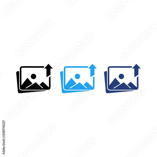 A collection of vector icons in various colors for enhancing photos. Attaching new images or photos. Editing albums.