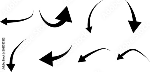 Directional Arrows Black Vector Icon Pack With Curved Motion And Flow Elements