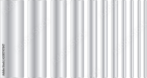 Tableau sur toile Set of metallic cylinders of different diameters