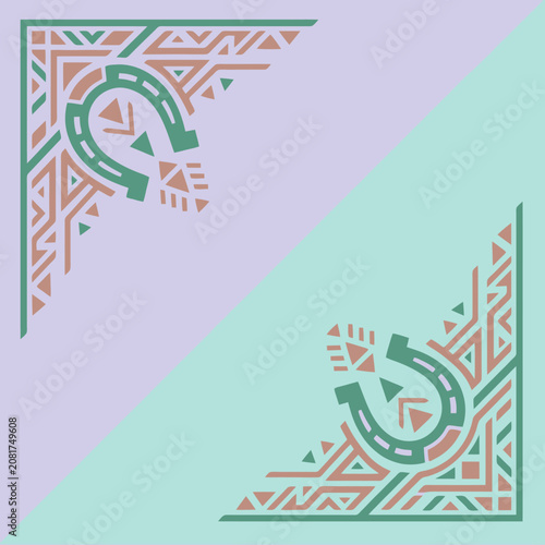 Tribal horseshoe corner frame design