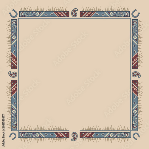 Western style frame with paisley and horseshoe motifs