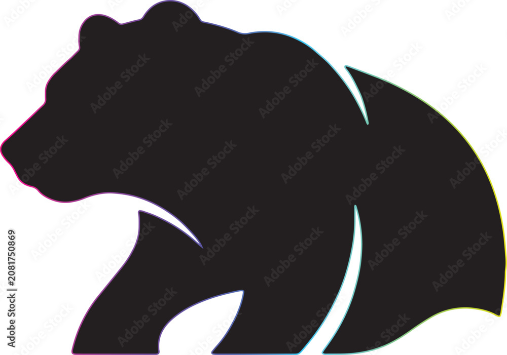Fototapeta premium Grizzly bear silhouette vector icon minimalist wild animal logo side profile illustration