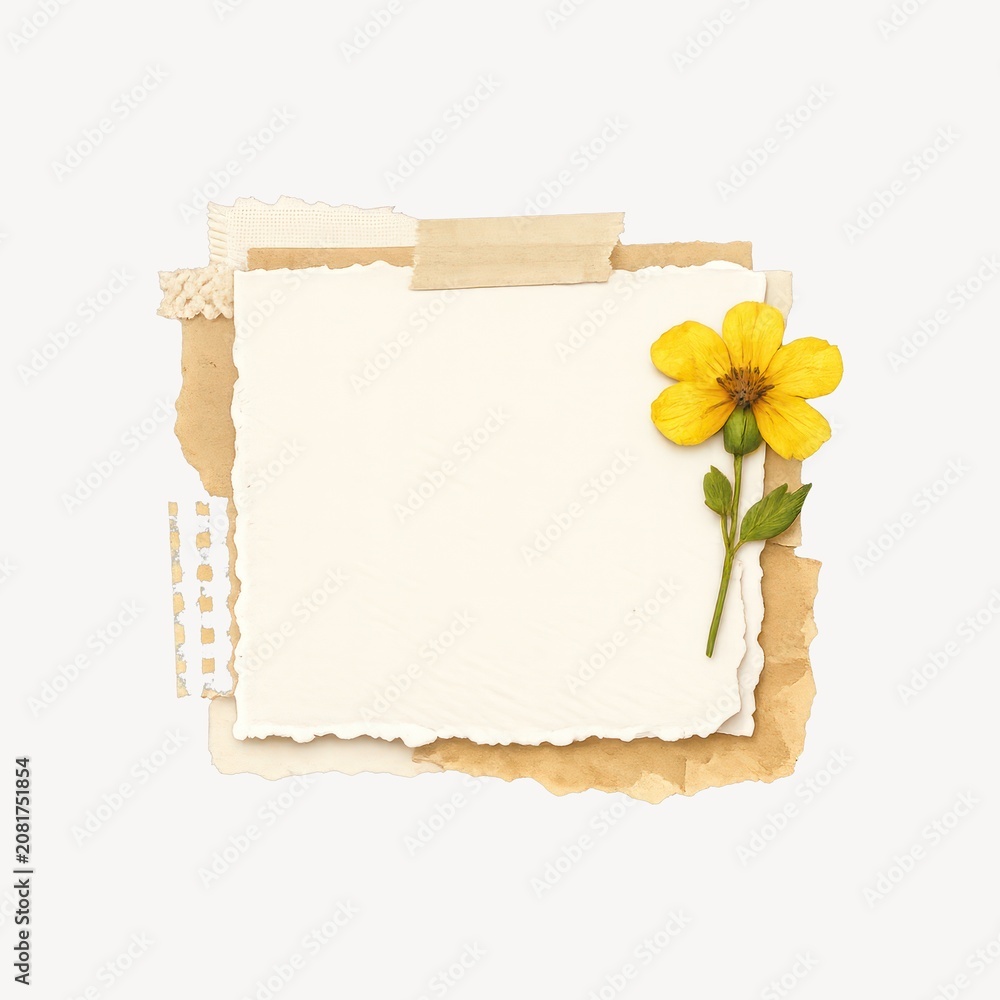 Fototapeta premium Vintage paper with yellow flower