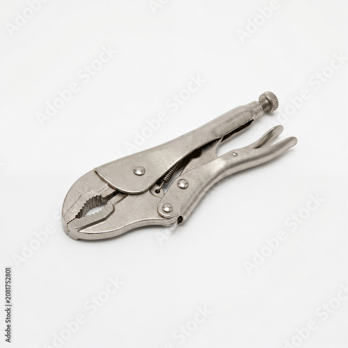 Obraz na płótnie Generic locking pliers hand tool isolated on white.