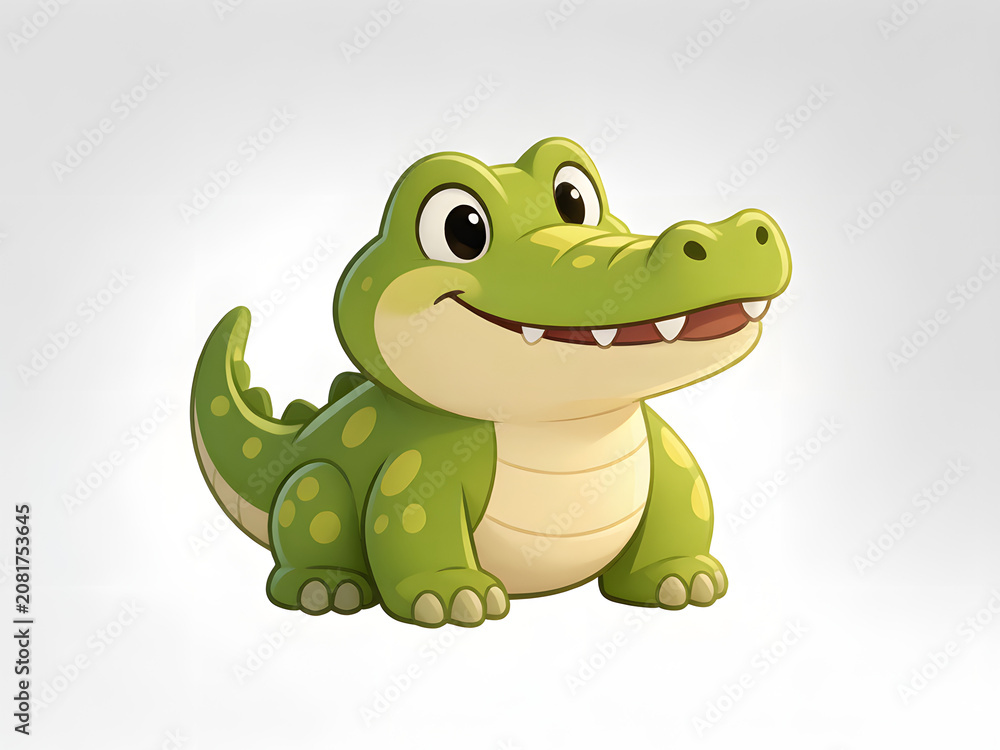 Fototapeta premium Cute Cartoon Baby Alligator in Flat Design Style