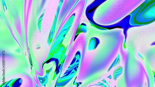 Rainbow abstract background in the style of fluid art. The movement of flowing liquid in pastel pink, mint green and blue tones. Seamless loop.