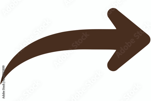 A single dark brown curved arrow pointing towards the upper right corner, isolated on a plain white background, for easy usage