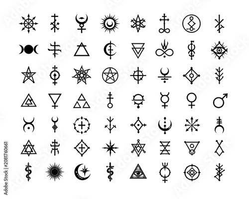 Photos Set of 56 Esoteric, Occult, Alchemy and Mystical Symbols Collection