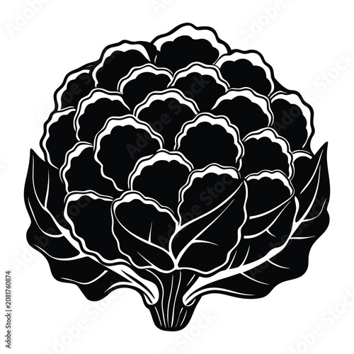 Minimal cauliflower vegetable silhouette isolated vector design for grocery logo packaging and healthy lifestyle concept