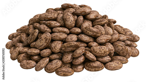 Canvastavla Heap of pinto beans with brown speckles, isolated on transparent background