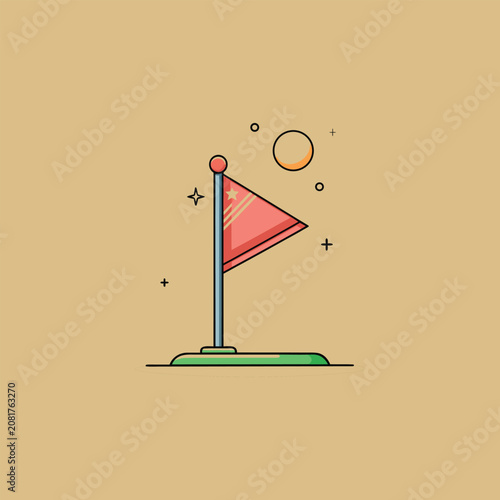 Kite soaring amidst scattered stars on a breezy day Vector