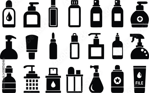 A diverse collection of elegant perfume bottle designs Vector