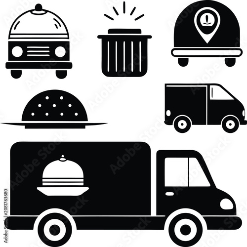 Essential service vehicles for urban maintenance and waste management Vector