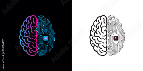 Ai circuit human brain concept illustration