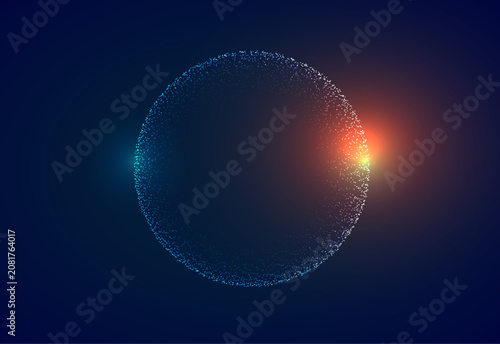 Glowing particle sphere technology background