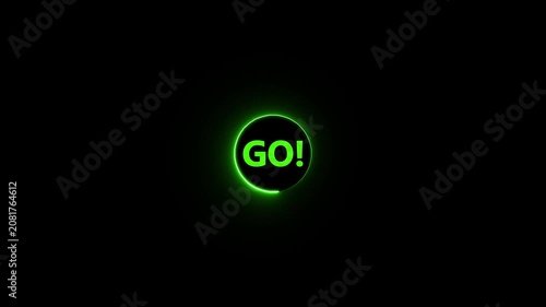3 2 1 go! countdown inside a black circle against the black background signaling start and motivation, 3 2 1 go starter animation.