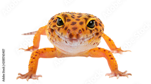 Konstfotografi Orange leopard gecko with black spots, isolated on transparent background