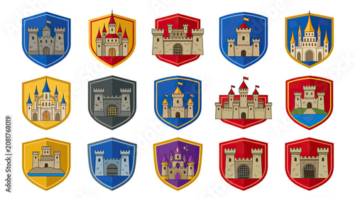 Bild auf Leinwand Fantasy Castle Shields Collection: Royal Emblems and Medieval Crests
