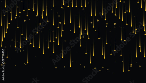 Gold glowing light particles falling vector illustration
