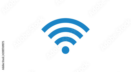 Quadro em tela Wireless signal icon curved lines radiating from a central point blue silhouette