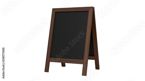 Quadro su tela Wooden A-frame chalkboard easel with dark brown frame, isolated on transparent b