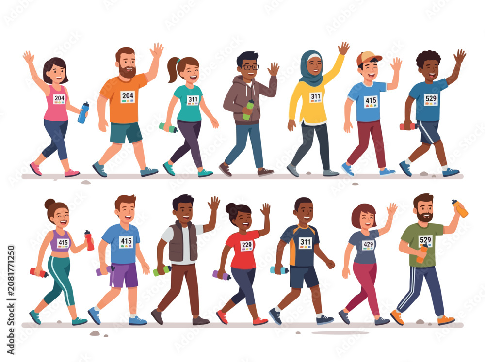 Obraz premium Diverse group of runners exercising.