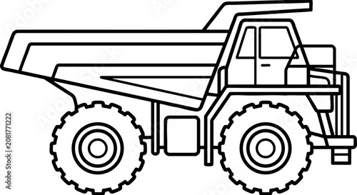 Mining Dump Truck Line Art Illustration Outline