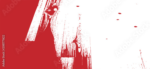 Abstract red brush stroke texture on a clean white background for artistic creative projects and design overlays.
