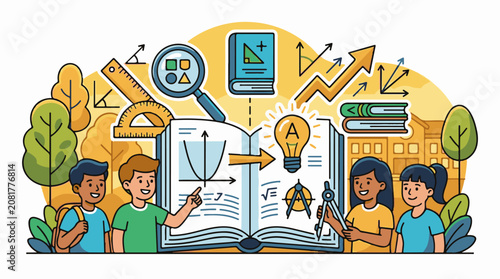 Students learn math concepts with books tools and a bright idea