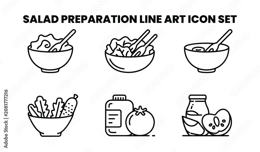 Fototapeta premium Salad Preparation Line food kitchen bowl