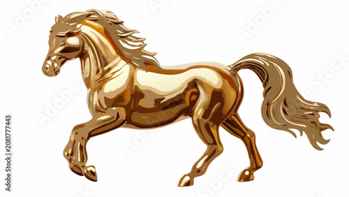 Quadro su tela Golden horse statue with flowing mane and tail a detailed vector illustration on