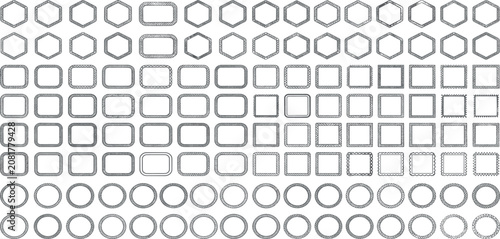 Canvastavla Hand Drawn Geometric Frame and Border Vector Set with Sketchy Hexagon, Square, R