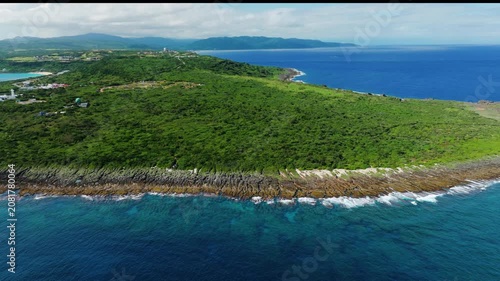 Aerial view of kenting national park and beautiful coastline , Taiwan