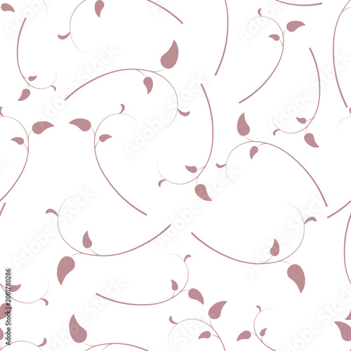 Scattered branches with red leaves. Endless vector pattern. Isolated colorless background. Seamless continuous plant print. Flat style. Design idea for wallpaper, background, fabric, or packaging.