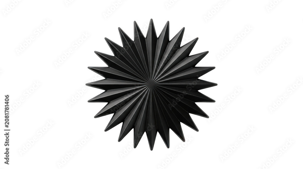 Fototapeta premium Geometric starburst pattern with sharp radial points in studio lighting isolated on transparent background
