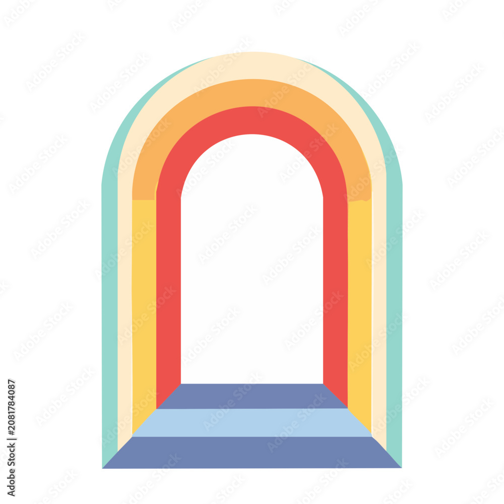 Fototapeta premium Colorful rainbow arch illustration on white background