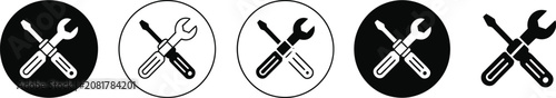 Repair tools icon featuring wrench and screwdriver for maintenance, service, settings, equipment repair, and technical support, vector.