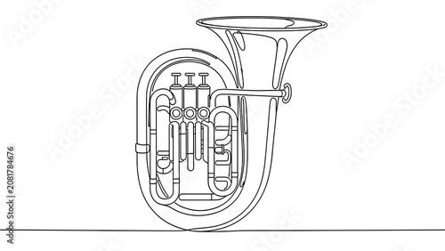 Black and white line drawing of a euphonium musical instrument.