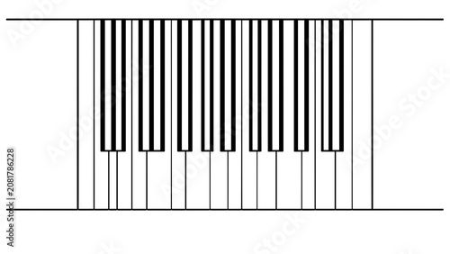 Black and white piano keys on white background.