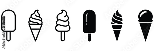Obraz na płótnie Ice cream icon collection showing frozen dessert popsicle waffle cone and sweet