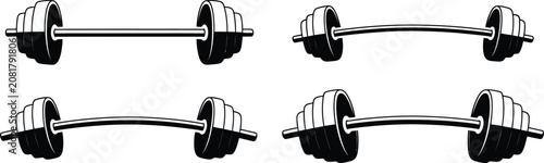 Dumbbell icon featuring barbell and fitness equipment symbols for gym, strength training, weightlifting, sports center, and workout branding, vector illustration.