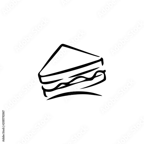 Minimalist Sandwich Line Art Illustration for Food Menu and Restaurant Design