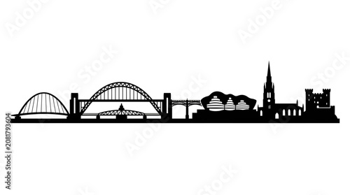 Fotografía Newcastle Upon Tyne Silhouette Skyline with Bridges and Architecture