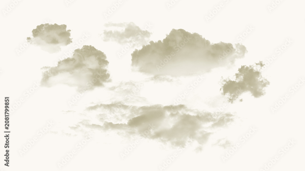 Fototapeta premium Isolated Cluster of Fluffy Soft-Tone Cumulus Clouds Arranged for Professional Sky Compositing and Creative Design Projects