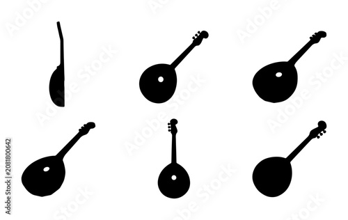 Banjo Silhouettes, Musical Instrument Icons, Folk Music Vector Graphics