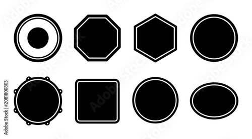 Geometric Shapes Collection, Black and White Icons, Simple Vector Elements for Design