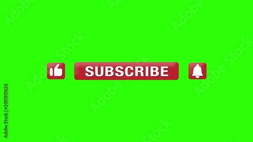 Green Screen Subscribe Button with Like and Bell Icons
