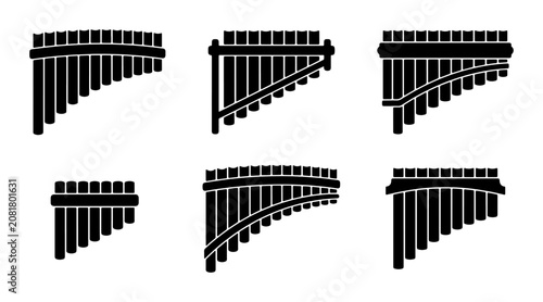 Foto Pan Flute Icons Set, Musical Instrument Vector Graphics, Wind Instrument Collect