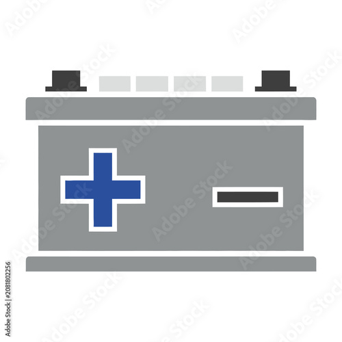 Battery icon with plus and minus signs on top and side