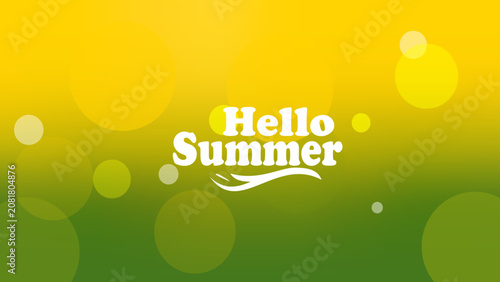 Hello Summer Typography Over A Vibrant Yellow And Green Bokeh Background